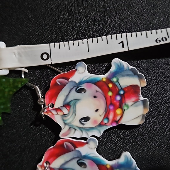 Holiday Unicorn Fashion Hook Style Earrings - Picture 4 of 5